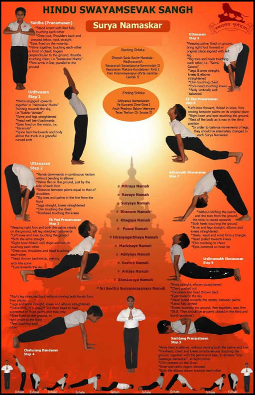 The 12 Steps of Surya Namaskar or Sun Salutation, Yoga Postures, Print on  Luster Paper - Etsy Denmark